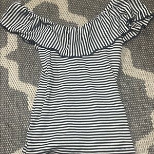 a new day Black and White Ruffled Fitted Blouse